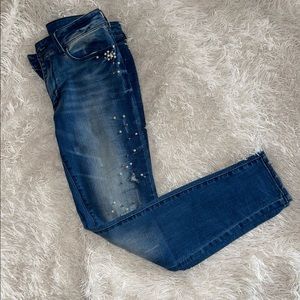 Bebe Heartbreaker skinny jeans with pearl detail